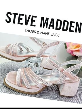 Madden Y2K💋Pink Embellished Strappy Block Heel Sandals